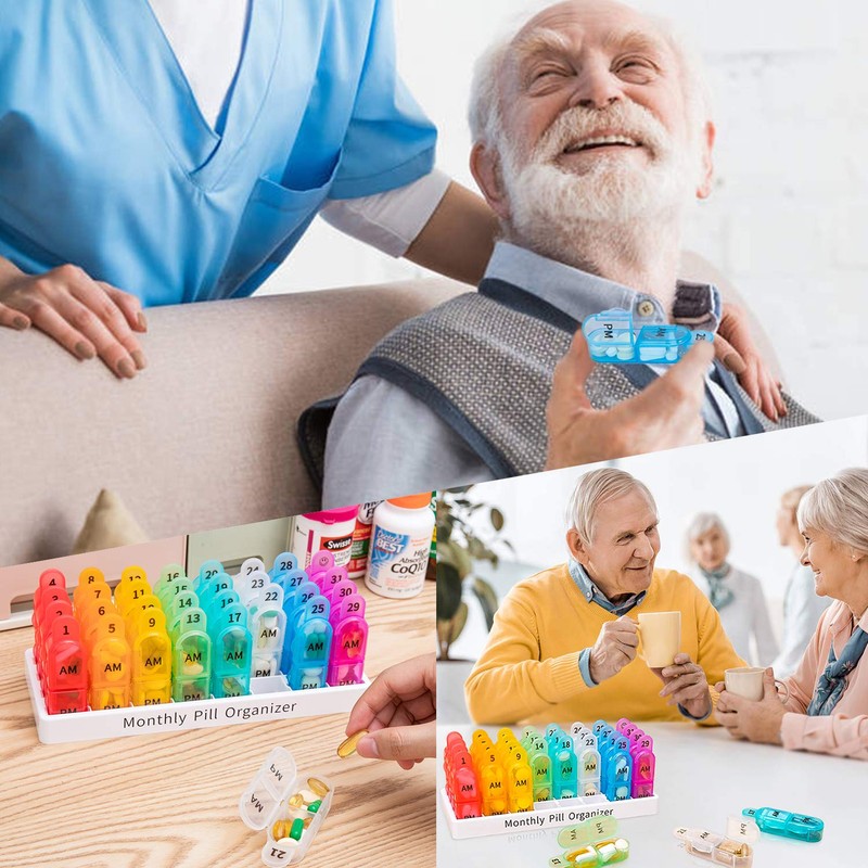 Daviky Monthly Pill Organizer 2 Times a Day - 30