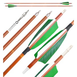 surwolf 31Inch Carbon Arrow Practice Target Arrows with 4" Natural Feather Spine 500 Hunting Arrows with Replaceable Arrowhead for Compound and Recurve Bows 6/12Pack (Green, 12pcs)