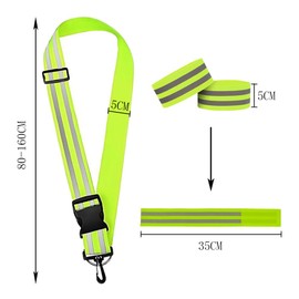 TRKETK 3 Pieces Reflective Running Gear, High Visibility Reflective Belt with 2 Armbands Elastic Reflective Gear Adjustable Reflective Belt with Clip for Running Cycling Dog Walking Night Safety