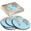 4 x Round Coasters - World Map Globe Earth Geography