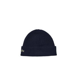 Lacoste Women's Ribbed Knit Beanie in Cashmere, Navy Blue, One Size