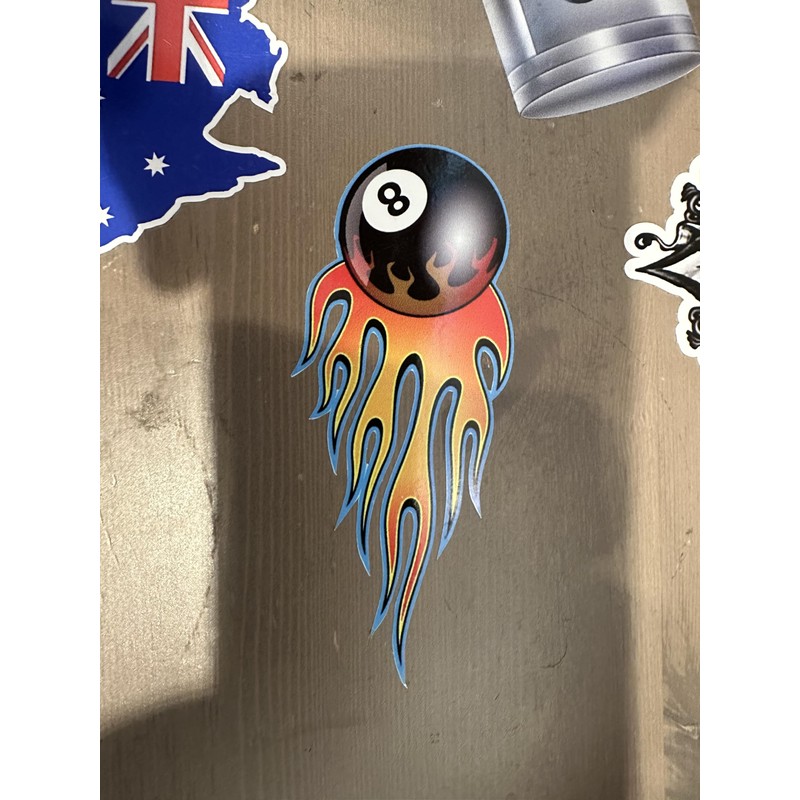 Flaming 8 Ball Sticker Bumper Sticker Laptop Sticker Toolbox Sticker