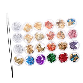 Mikinona 3pcs Nail Art Decorations Gold Silver Foil Chip Paillette with Tweezers for Creative Nail Design Suitable for Parties Festivals Easy to Apply