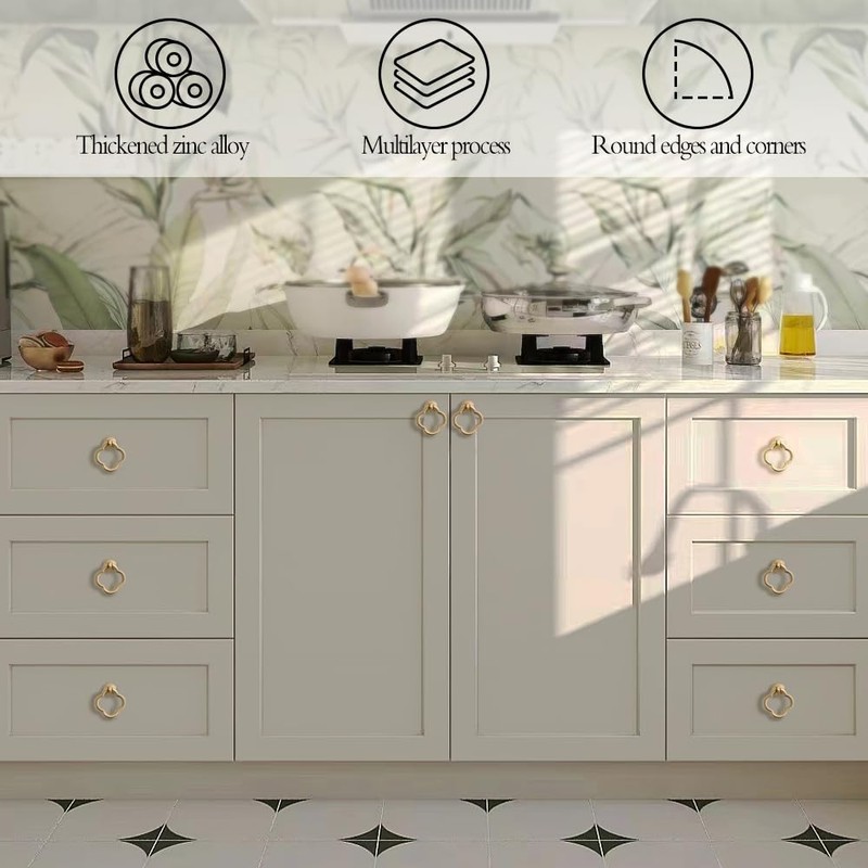 TKWINKT 12 Pack Cabinet Knobs, Zinc Alloy Dresser Knobs, Gold