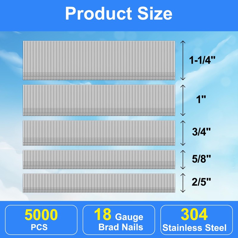 SimCos 18 Gauge 304 Stainless Steel Brad Nails 18 GA