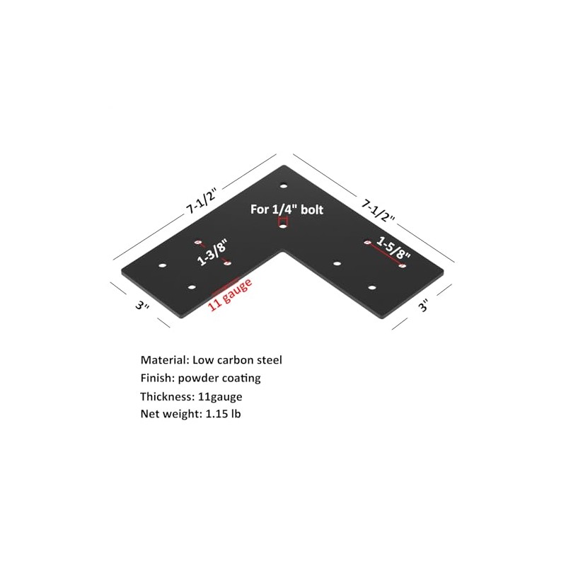 heneng 4 Pcs Flat Mending Plates for 4x4 Post, L