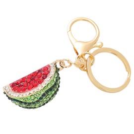 LIFKOME Watermelon Keychain Rhinestone Fruit Keychain Shiny Watermelon Pendant Charm Backpack, red