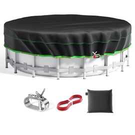 14 Ft Round Pool Cover, Solar Cover for Above Ground Pools, Heavy Duty Swimming Pool Cover Protector with Winch and Cable, Strong Tear Resistant Winter Pool Cover Ideal for Waterproof and Dustproof