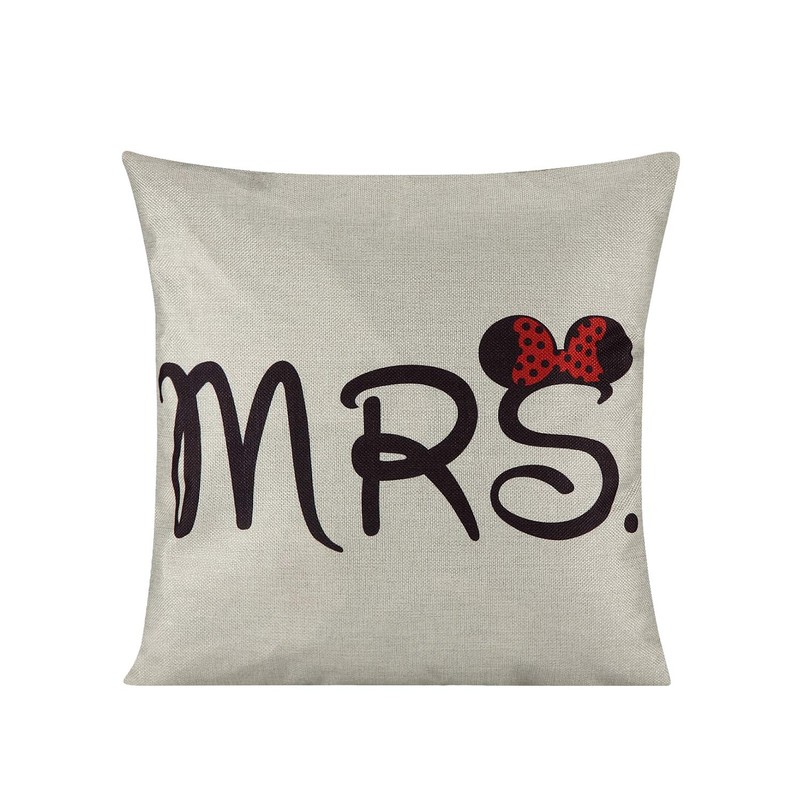2 Pcs Mr and Mrs Funny Mouse Cushion Cover Durable