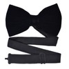 Solid Velvet Pre-Tied Bow Tie & Hanky Set (Black)