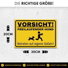 Caution Dog Sign (30 x 20 cm) - Warning of the Dog Signs - Sign Dog Warning Made of High-Quality Plastic - Dog Signs Warning - Yellow