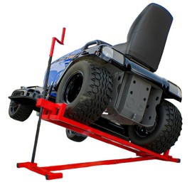 Lawn Mower Jack Lift 882 Lbs Capacity Lifting Platform Telescopic Maintenance Jack for Garden Tractors and Riding Lawn Mowers with Manual Handle & Power Tool Extension Handle (Red)