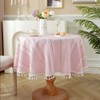 meioro Stitching Tassel Tablecloths,Stripe Table Cloth Cotton Linen Tablecloth,Textured Fabric