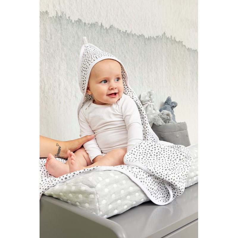 Meyco Baby Hooded Towel Cheetah Plain Grey 80 x 80