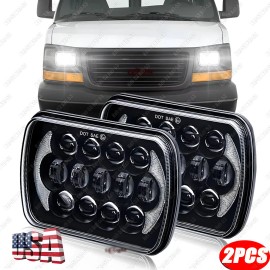 Unbranded For Chevy Express Cargo Van 1500 2500 3500 Pair 7x6 5x7 LED Headlights Hi/Lo DRL
