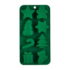 Mud Pie Christmas Silicone Mold Set, Green, mold 8 1/2" x 4 1/4" | spatula 8"