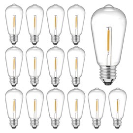 E17 LED Bulb ST40 Vintage Filament Bulb 1W Shatterproof LED Replacement Bulb Waterproof Clear Plastic E17/C9 Intermediate Base Warm White Edison Light Bulb for Indoor Outdoor String Light, 15 Pack