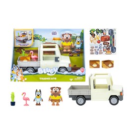 Bluey Tradies Truck, Truck, Includes Driver Figure, Fun Accessories such as Fruit Box, Flamingo, Plant and Stickers, Famous (BLY82000)