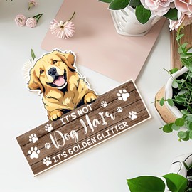 MOTERMATE Golden Retriever Sign Decor, Funny Dog Signs Front Porch Door Decor for Dog Room, It’s Not Dog Hair It’s Golden Glitter Wall Hanging Decor, Golden Retriever Gifts for Women, 8x10 Inch