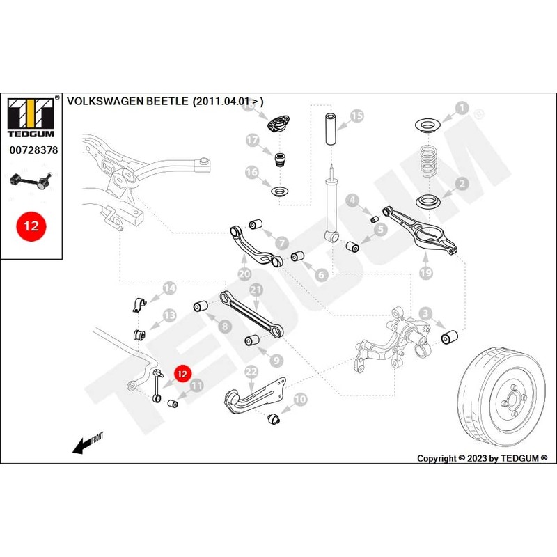 TEDGUM 00728378 Stabiliser Attachment Rear Left / Right