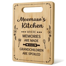 Meemaw Gifts Cutting Board Chopping Board, Grandma Kitchen Gifts, Grandma Birthday Gifts, Grandma Gifts from Grandchildren, Gifts for Grandma Decorative Bamboo Cutting Board for Kitchen