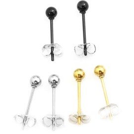 Tiny 3mm Ball Stainless Steel Earrings Studs in Pair Choose Gold Black or Silver