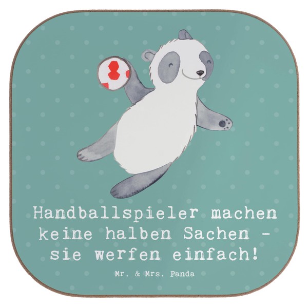 Mr. & Mrs. Panda Flaschenuntersetzer Handball Wurf - Geschenk, Humor,