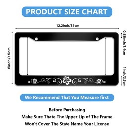 Hibiscus License Plate Frame Beautiful Flower License Plate Frames for Car Decorative Parts Stainless Steel License Plate for Standard Us Canada License Plate Holder Unisex 12x6 Inch
