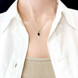 Tiny and Dainty Sterling Silver Black Onyx Drop Necklace for Women, Black Onyx Pendant Necklace, Girlfriend Wife Gift, Layering Necklace (20 inches)