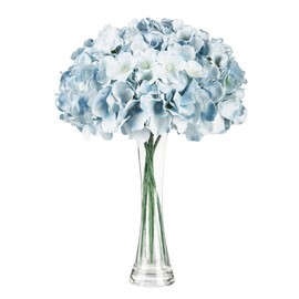 Lansdowns Silk Hydrangea Fake Flower 10pcs DIY Floral Artificial Flower with Stems for Wedding Office Shower Decor Hotel Banquet Home Decor (Lake Blue)