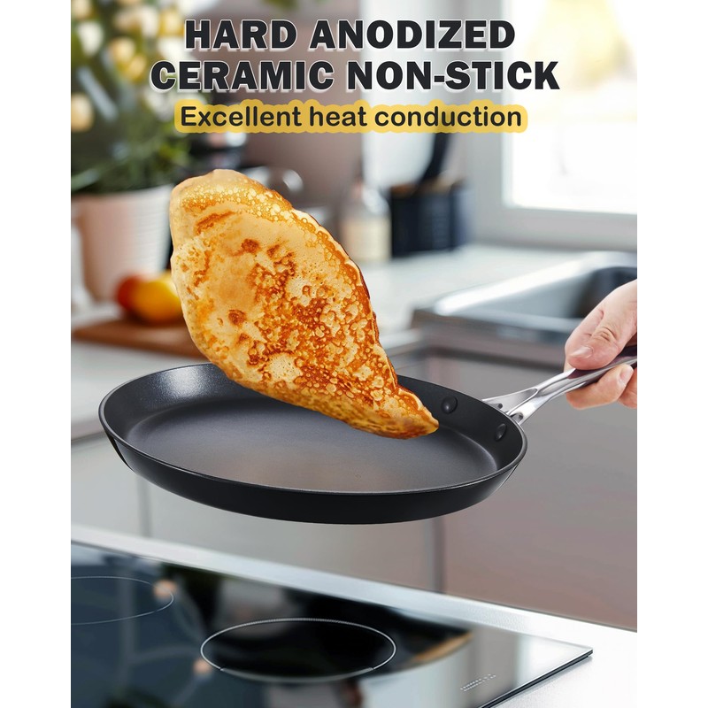 Cooks Standard Crepe Pan Hard Anodized Ceramic Nonstick Pancake Pan,