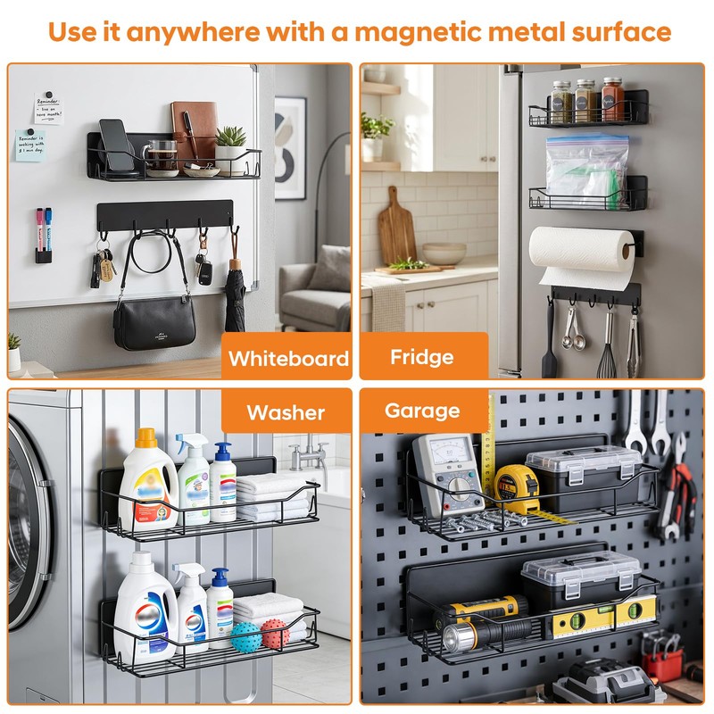 Magnetic Grill Caddy with Bins, BBQ Tool Organizer with Paper