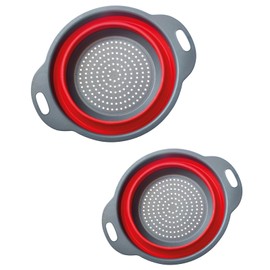 Westmark Colander Set, 2 Pieces, Foldable, 1 x Diameter 22 cm and 18.5 cm, Plastic, Anthracite/Red, 212222E6