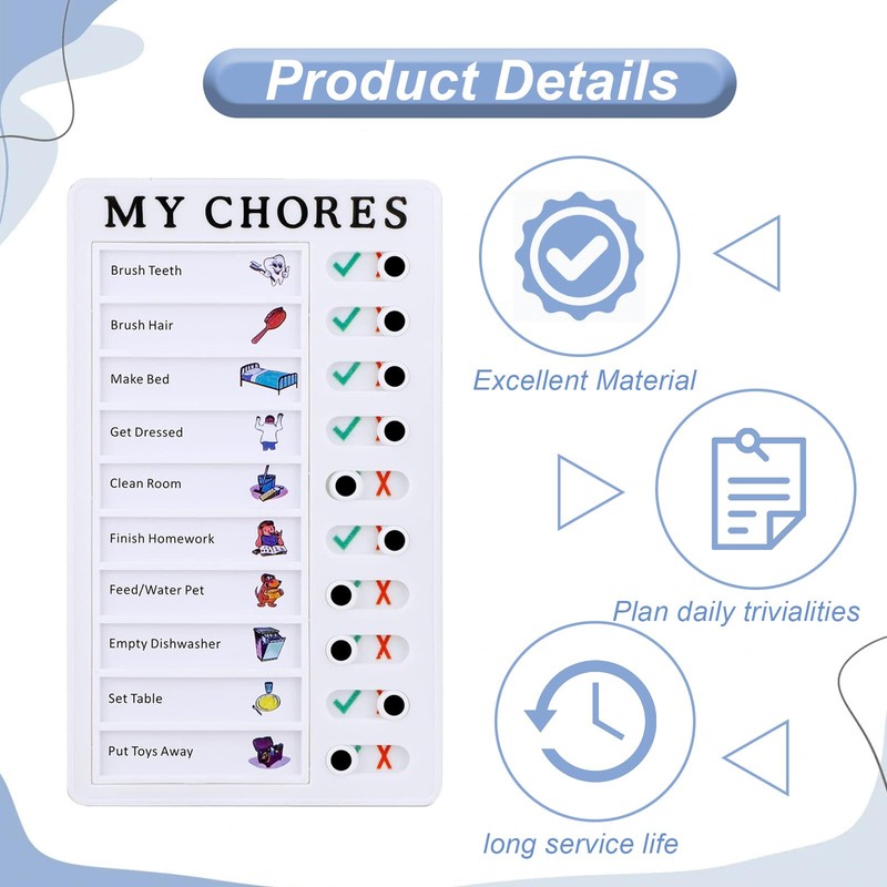 2 Pcs Behavior Chart,Daily Removable Reusable Chore Chart,Portable Chore Chart