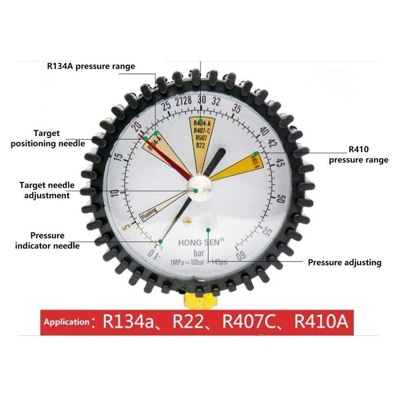 Nitrogen Pressure Test, Air Conditioning Refrigeration Nitrogen Pressure Test Gauge