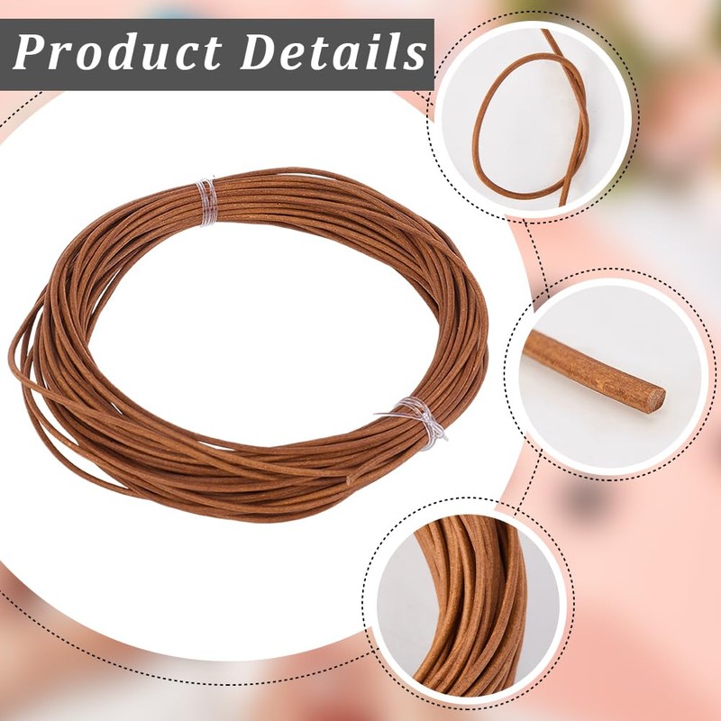 CALFOVERA 10M x 1MM Round Cowhide Genuine Leather Cord for