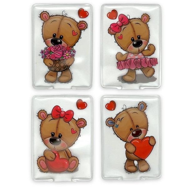 Hand Warmer Pocket Warmer Sets Reusable, Heat Pad for Cold Days and for Travel, Heat Bending Cushion with Great Motifs (Set of 4 Bears in Love)