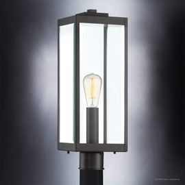 Luxury Modern Farmhouse Post/Pier, Large Size: 20.50"H x 7.00"W, with Industrial Style Elements, Natural Black Finish, UQL1333 from The Quincy Collection by Urban Ambiance