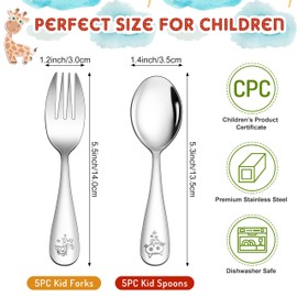 LIANYU 10-Piece Toddler Utensils Set, Stainless Steel Children Silverware Set with Kids Forks and Spoons, Kids Utensils Cutlery Set, Toddler Flatware for Preschooler and Child, Dishwasher Safe
