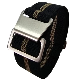 Max French Marine Nationale Elastic Nylon Navy Divers Parachute Watch Straps 20mm 22mm Military Bands (20mm, Black/Khaki Thick)