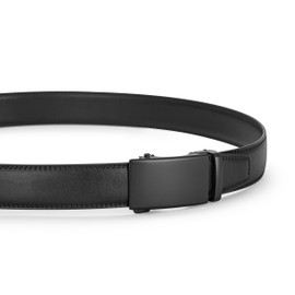 KUULIMEE Men's Ratchet Leather Belt for Men Suit Business Jeans, Width 35 mm, A-Black-07