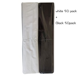 100Pack 16x18 Glossy Plastic Merchandise Bags,2Mil Extra Thickness,Retail Shopping Bags with Handle, Shopping Bags for Boutique，Gift Bags (White 50/Black 50)