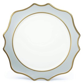 " OCCASIONS " 10 Pieces Round 13'' Round Acrylic Plastic Wedding Chargers, Dinner Party Decoration Charger Plates (Scalloped Baby Blue and Gold)