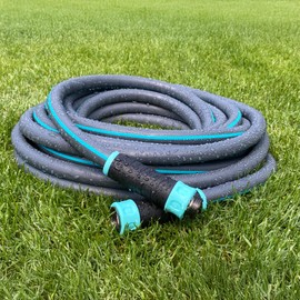 Hybrid Garden Water Hose 50 ft x 5/8”, Durable Heavy Duty Material, Kink-Free with Swivel Grips and Anodized Couplings, 700005 by New England Garden Tools