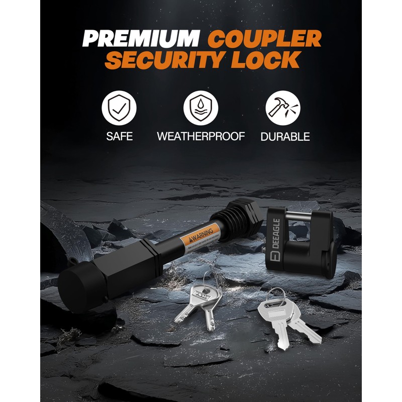 DEEAGLE Trailer Lock Set, 5/8" Dia 3-1/2” Long Trailer Hitch