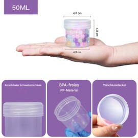 Travel Size Wide Mouth Container PP Material Transparent/White Leakproof Plastic Container with Lid for Storing Creams, Lotions and Small Items (Clear, 50ml)