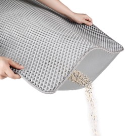 Aurorique Cat Litter Mat (23.6" x 17.7") - Double-Layer, Non-Toxic, Easy Clean, Durable, Gray