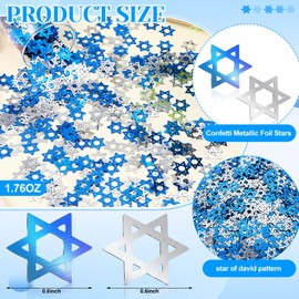 Sonwyoung 50g Star of David Star Confetti Party Accessory Blue Silver Glitter Stars Confetti Table Star Confetti Metallic Foil Stars for Party Wedding Hanukkah Christmas Jewish Festival Decorations
