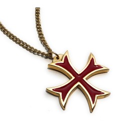 NauticalMart Pendant Masonic Knight's Templar Crusader Red Cross Stainless Steel Necklace with Free 24" Chain (Brass Finish)