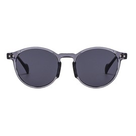 YAMEIZE Sunglasses Women's Round Retro Classic Vintage Small Round Sunglasses Men Fashion Transparent Frame Unisex UV400 Protection, Clear Grey/Grey